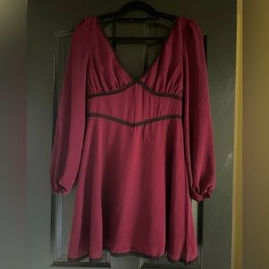 Maroon Chiffon Tie-Back Dress